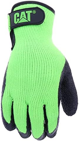 Cat® CAT017417J High-Vis pletene rukavice-fluorescentno zelena / crna, Jumbo, lateks Palm rukavice sa enterijerom od brušenog akrila