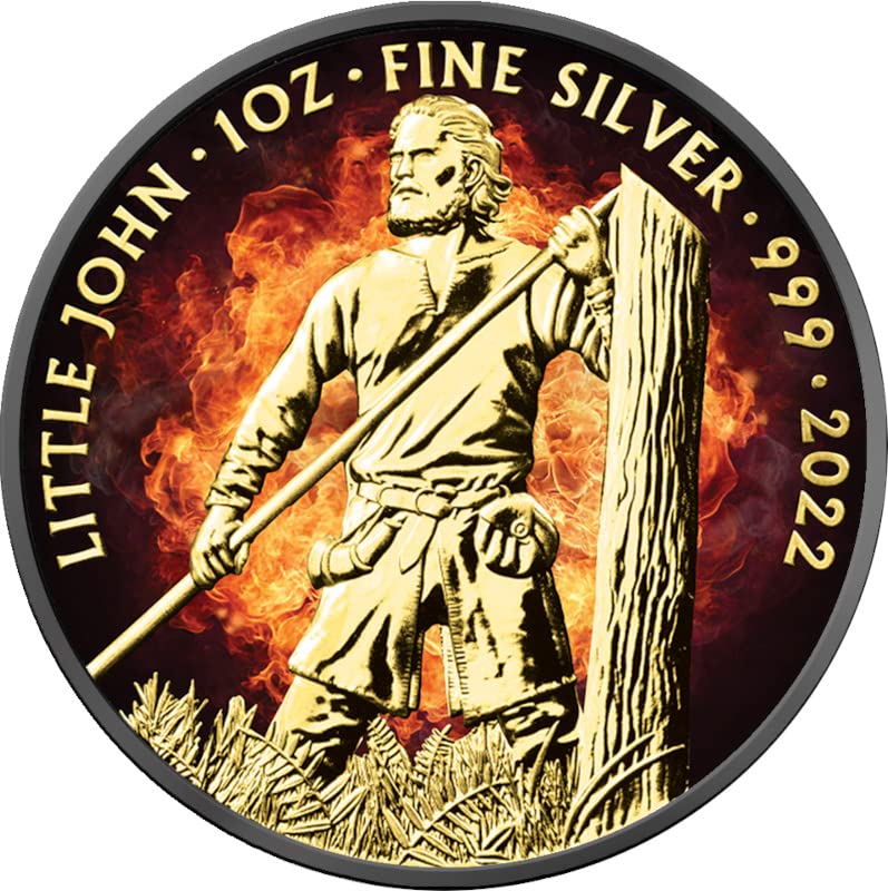 2022 DE Burning mitovi i legende Powercoin Little John 1 oz Silver Coin 2 £ Ujedinjeno Kraljevstvo 2022 Bu Sjajno neobično