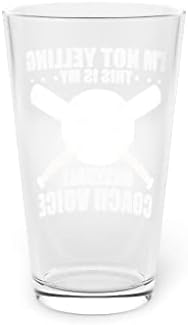 Pivo Glass Pint 16oz šaljiv ovo je moj Bejzbol trenera glas Softball igra novost Rounders 16oz