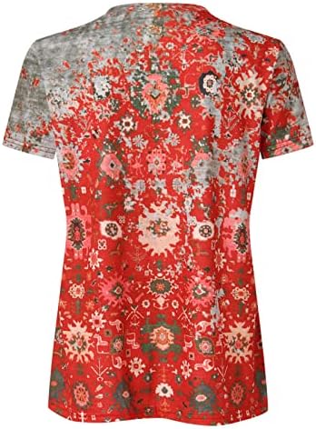 Ljetne T majice za žene 2023. Trendi kratkih rukava V Vrat dolje cvjetni vrhovi plaža Boho Tunic Bluze