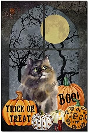 Halloween Viseći znak mačje mačke pukotine punog mjeseca drva trik ili liječenje drvenim znakom za odmor potrepštine Horror trijem