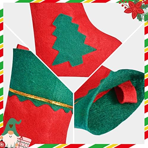 Fushenmu 24 Pack Mini Božićne čarape Red Green ELF Xmas Viseći čarape za božićno stablo Kamin Početna Dekoracija za zabavu