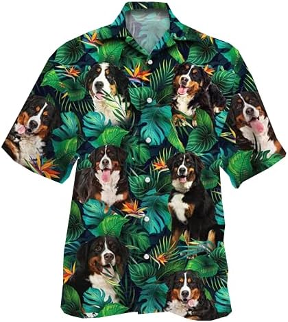 Američki pas tropski napušta mušku havajsku majicu kratkih rukava od ispisanog gumba niz ljetne plažne haljine serije 213