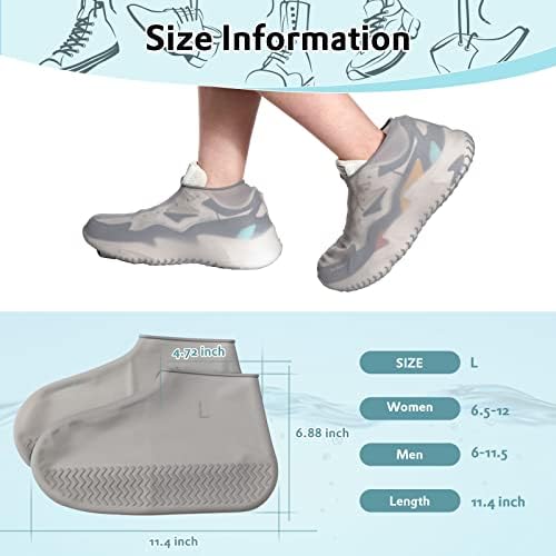 3 para silikonska obuća navlaka kišne čizme za ponovnu vodu za višekratnu upotrebu Neuskrivene zaštitne cipele Unisex za žene Muškarci, Crno bijelo siva
