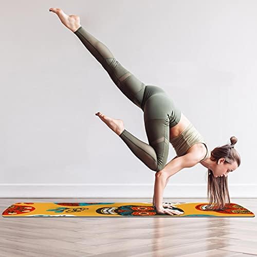 Debela neklizajuća Vježba & amp; fitnes 1/4 prostirka za jogu sa šarenim cvjetnicama lobanje uzorak Print za Yoga Pilates & podna
