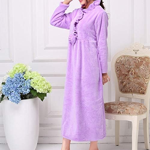 ZSQAW WOMENS Flannel Robe Deck Warm za zimske kopalice Coral Fleece Nighthown Princess Dugi rukav plus veličina Spavaća odjeća