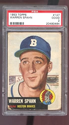 1953. TOPPS 147 Warren Spahn PSA 2 Ocjenjivanu bejzbol karticu MLB Boston Hrabri - BASEBLB KARTICE