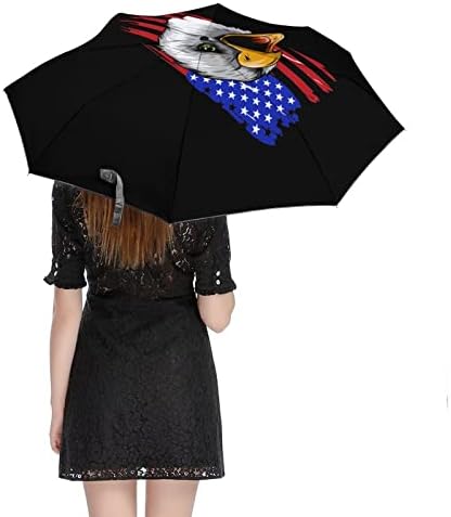 Bald Eagle američka zastava putni kišobran otporan na vjetar 3 Folds Auto Open Close Sklopivi kišobran za muškarce i žene