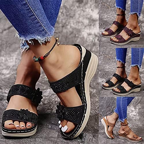 Masbird Sandale Žene klinovi, papuče sa lukom podržavaju proklizavajuće sandale za sandale vintage ljeto flip flop