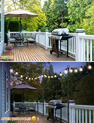 LOPANNY string Light stubovi - 2 Pack 9.8 FT rasvjetni stubovi za Vanjska svjetla visi-dvorište, bašta, terasa, stalak za osvjetljenje