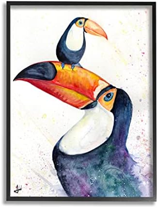 Stupell Industries Toucan Baby & amp; majka sa sjedištem Giclee uokvirena zidna umjetnost, dizajn Marc Allante