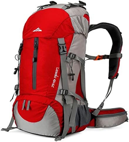 Loowoko 50L ruksak za planinarenje, vodootporna torba za osnovne potrepštine za kampiranje s poklopcem za kišu, lagani ruksak od 45