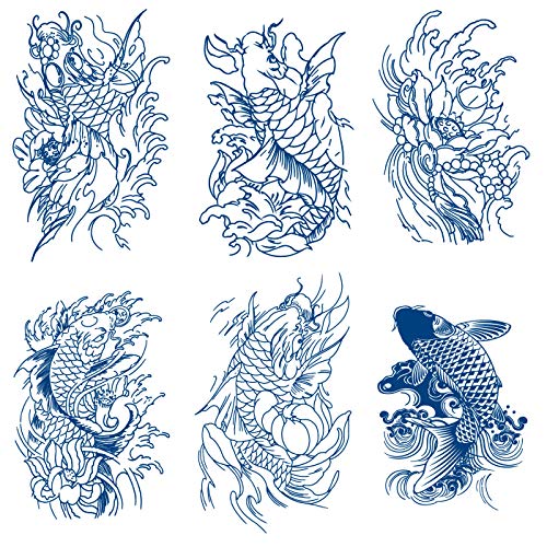 Polu stalne realne riblje tetovaže, 6-listom postrojenje zasnovane inkvity naljepnice za životinje, 2 tjedna duge posljednje