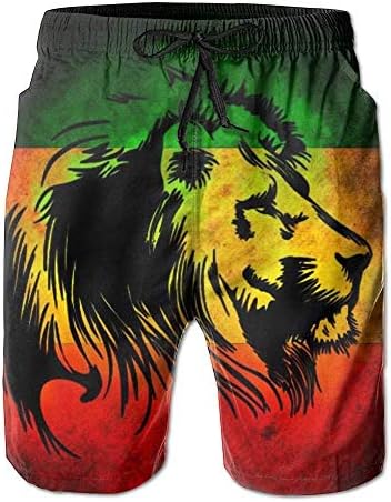 Bbggyh Dry Jamaican Lion Flag Mens Kupaće Gaće Surf Daske Kratke Hlače Na Plaži Pantalone Sportska Odjeća