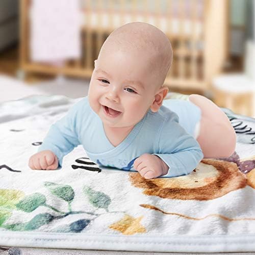 Yoothy Safari Baby Monthly Milestone deka za dječaka i djevojčicu, poklon za Baby Shower, Baby Photo deka za slike, vijenac &12 naljepnice