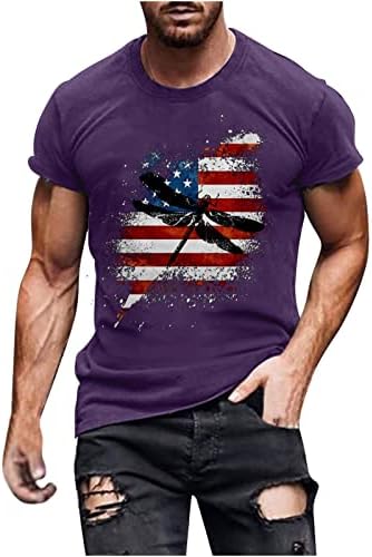 LCEPCY MENS Cool 4. srpnja T majica Američka zastava Ispis posada vrata kratkih rukava majica Patriotske atleteke
