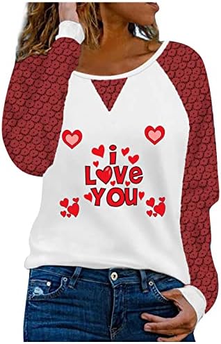 Majica za čipku za žene Ležerne prilike, Ležerne prilike za ispis srca Na vrhu Valentinova Crewneck Crewneck TEE bluza Dressy Trendy