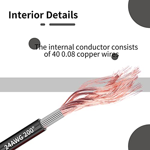 Geeenkon 24AWG silikonska žica 24 mjerač 10 ft crvena i 10 ft crna fleksibilna i mekana konzervirana bakrena žica visoka temperatura