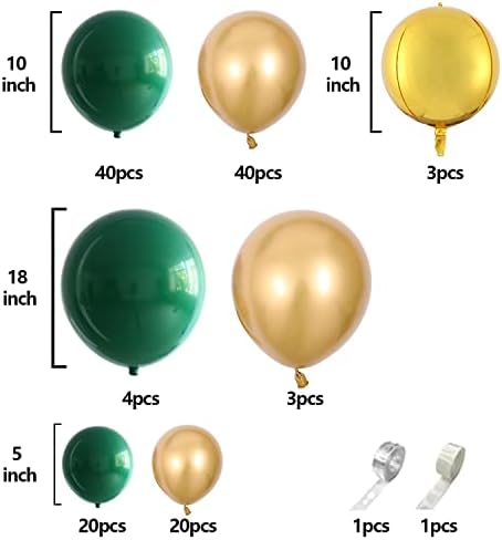 Dnbod zeleni i Zlatni balonski Garland Kit, 132kom tamnozeleni balon, metalik Zlatni balon i Zlatni 4D folija Mylar balon za odrasle