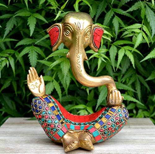 Ganesh s ukrasnim radom - mesing Moderni ukrasni stil God ganpati idol - jedinstveni poklon i kućni dekor showpipe