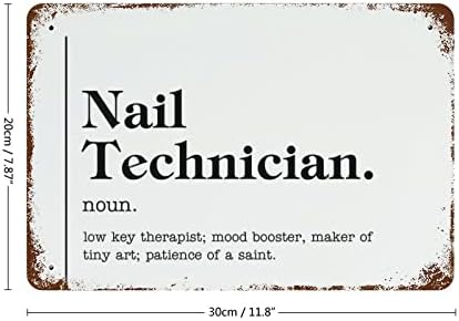 Personalizirani znakovi Smiješna imenica Definicija tehničara za nokte Metalni limenki znak 8 x12 Inspirativni novost zidni dekor