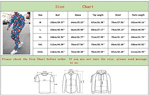 Muška jesenski zimski božićni dvodijelni set tiskani o vratu dugih rukava vrhunska bluza i dugih 80-ih trećica za muškarce crvene