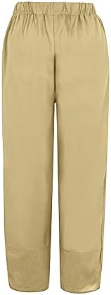Radne pantalone za žene Ženske čvrste casual pantalone tiskane pantalone Elastični džepovi širine noge pantalone