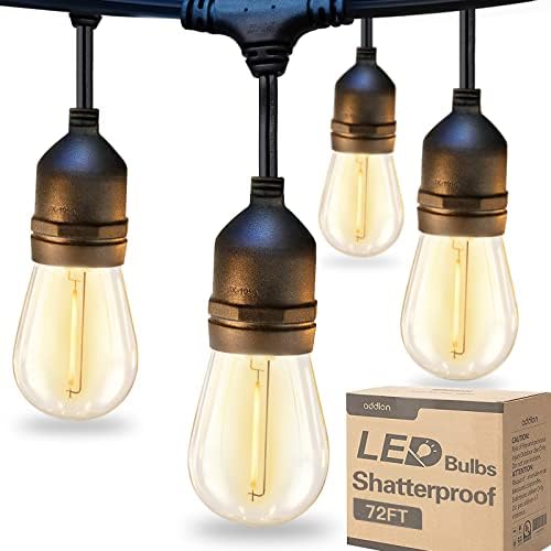 addlon 72ft LED Vanjska žičana svjetla sa Edison Shatterproof sijalicama komercijalne klase Prigušiva Patio Cafe Light, ETL navedene