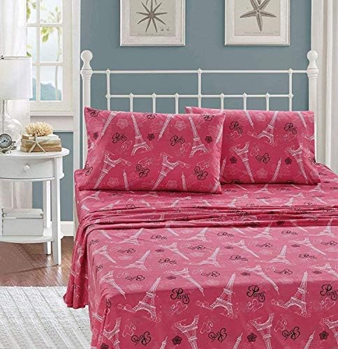 Bolji domaći stil Bijeli crni ružičasti Pariz Eiffel Tower Bonjour Design 7 komada Komfornička posteljina Podesite krevet u torbi