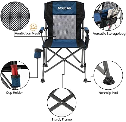 Tvrda ruka sklopiva stolica za kampiranje stolica na plaži stolica za travnjake za odrasle sa mrežastim naslonom