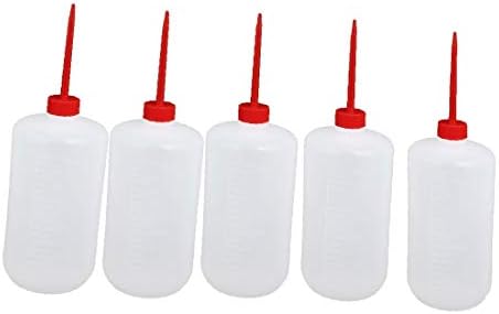 X-DREE 1000ml plastični šiljasti vrh okrugla stisnuta Industrijska uljna boca prozirna crvena 5kom (Novi Lon0167 1000ml plastika sa