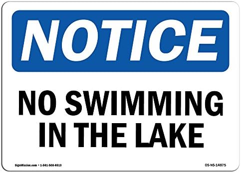Napomena OSHA - bez kupanja u jezeru | Decal vinyl etikete | Zaštitite svoje poslovanje, gradilište, skladište i trgovina | Napravljeno