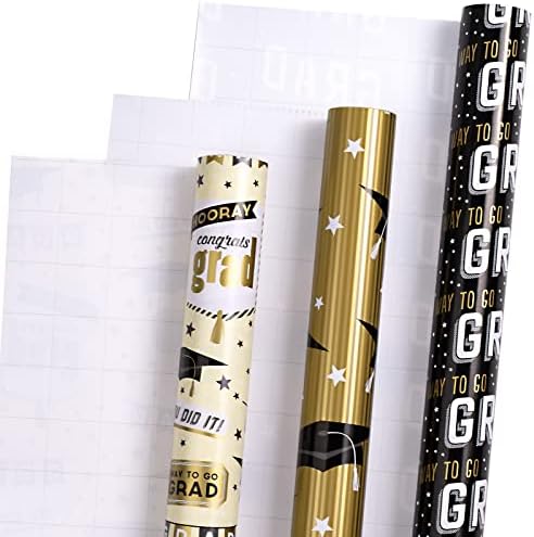 LeZakaa Matura papir za umotavanje-Mini Roll-Trencher kapa i dizajn slova Grad-17 x 120 inča-3 rolne