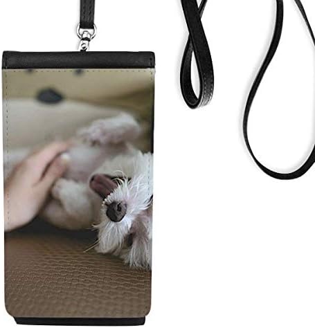 Bijeli pas kućni ljubimac životinja slatka foto telefon novčanik torbica viseće mobilne torbice crni džep
