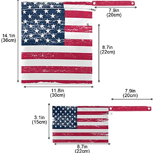 visesunny američka zastava Klasični stil 2kom mokra torba sa džepovima sa patentnim zatvaračem periva za višekratnu upotrebu prostrana