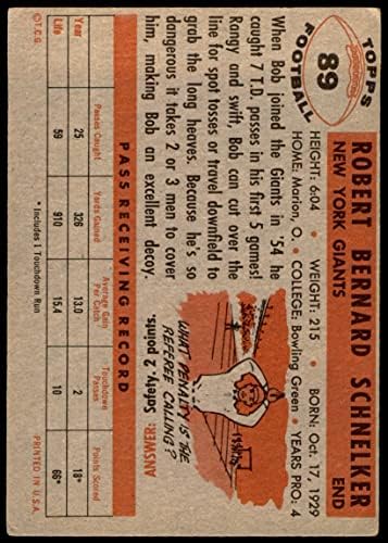1956 TOPPS 89 Bob Schneleks New York Giants-FB Dobri divovi-FB Bowling Green
