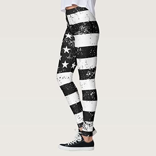 Četvrti julske gamaše za žene Tummy Control USA zastava Stripe Star Jogger Hlače Bešavne guzice za podizanje joge Jogging Sports