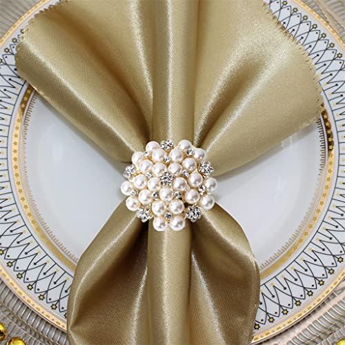 DHDM 6PCS držači prstenova od perli za salvetu za odmor za vjenčanje Božićne večere zabave za kućni stol ukras