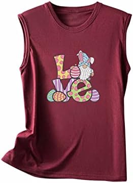 Košulja za ispis slova za žene Ljeto Love Graphic Print Majica Crewneck Ležerne tipke bez rukava