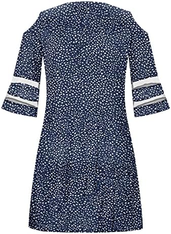 NOKMOPO Ženski džemper haljina Ljeto Novo V-izrez za pozicioniranje cvijeća kratkih rukava Haljina modne ženske zabave Maxi haljina