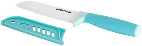 Farberware keramički 5-inčni Santoku nož sa poklopcem oštrice po meri, kuhinjski nož oštar kao žilet sa ergonomskom ručkom mekanom