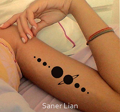 Sanerlian crna geometrija stablo naljepnica naljepnica Moon faza arrow Privremeni lažni tatoo vodootporni muškarci Žene ruke na ramenu