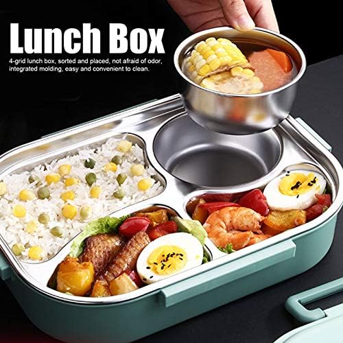 YOSOO kutija za ručak od nehrđajućeg čelika, 4-rešetka Portable Bento kutija, spremnik za skladištenje hrane za odrasle student, poklopac sadrži kašike i štapiće