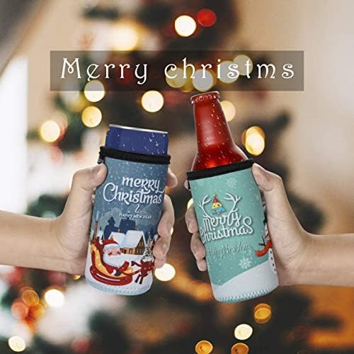 Caszlution 3pcs Božićne piće mogu se ojačati tanka piva može hladni izolatori neoprenske tanke limenke kože 12oz nosač boca za boce