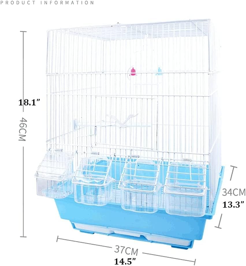 Firm 18 '' veliki kavez za ptice s prijenosnim ručicama, kvadratni kavez za kovanu željeznu ptije, bijele ptice sa 4 kutije za hranjenje