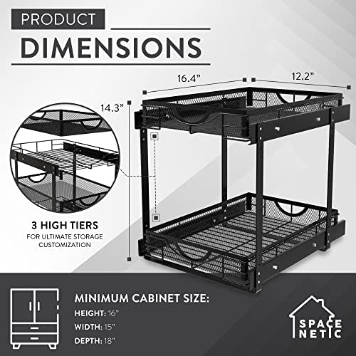 Spacenetic 2-slojni Organizator ormarića na izvlačenje - Organizator ispod sudopera - izvucite police za ostave - police za izvlačenje