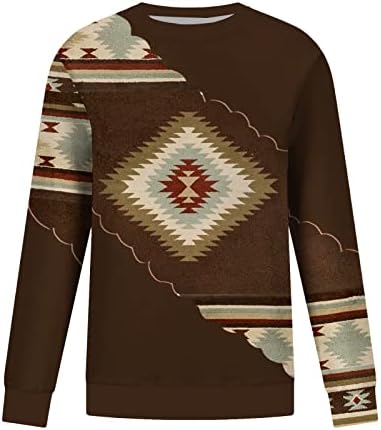 Ženska pauza za zapadni Aztec preveliki modni geometrijski grafički pulover Duks dugih rukava Vintage majice