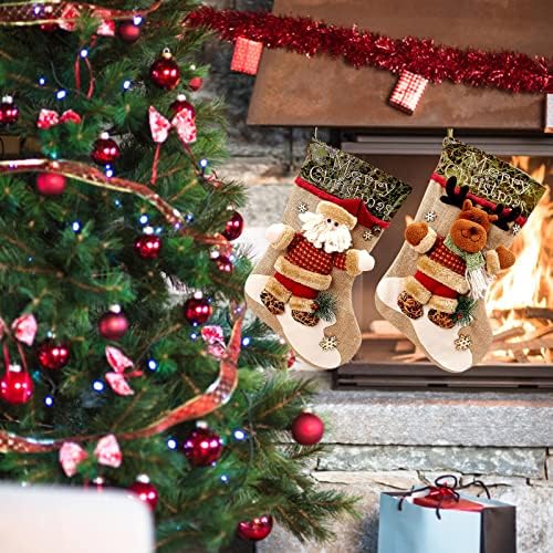 Božićne čarape Big Xmas Čarape Dekoracija SANTA Snjegovinski jeleni čarape Božićne ukrase i opremu za zabavu Vješanje automobila za