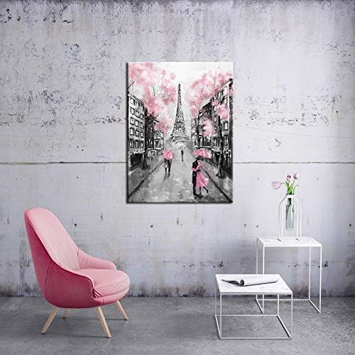 iKNOW FOTO Eiffelov toranj dekor za spavaću sobu Pink Paris Tema soba zid Art platno štampa crno-bijela slika Giclee Artwork romantizam