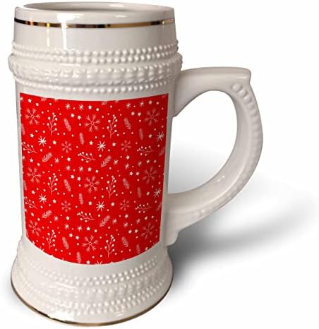 3drose božićne pahuljice zvijezde bijelo i crveni uzorak, SM3DR - 22oz Stein krigla